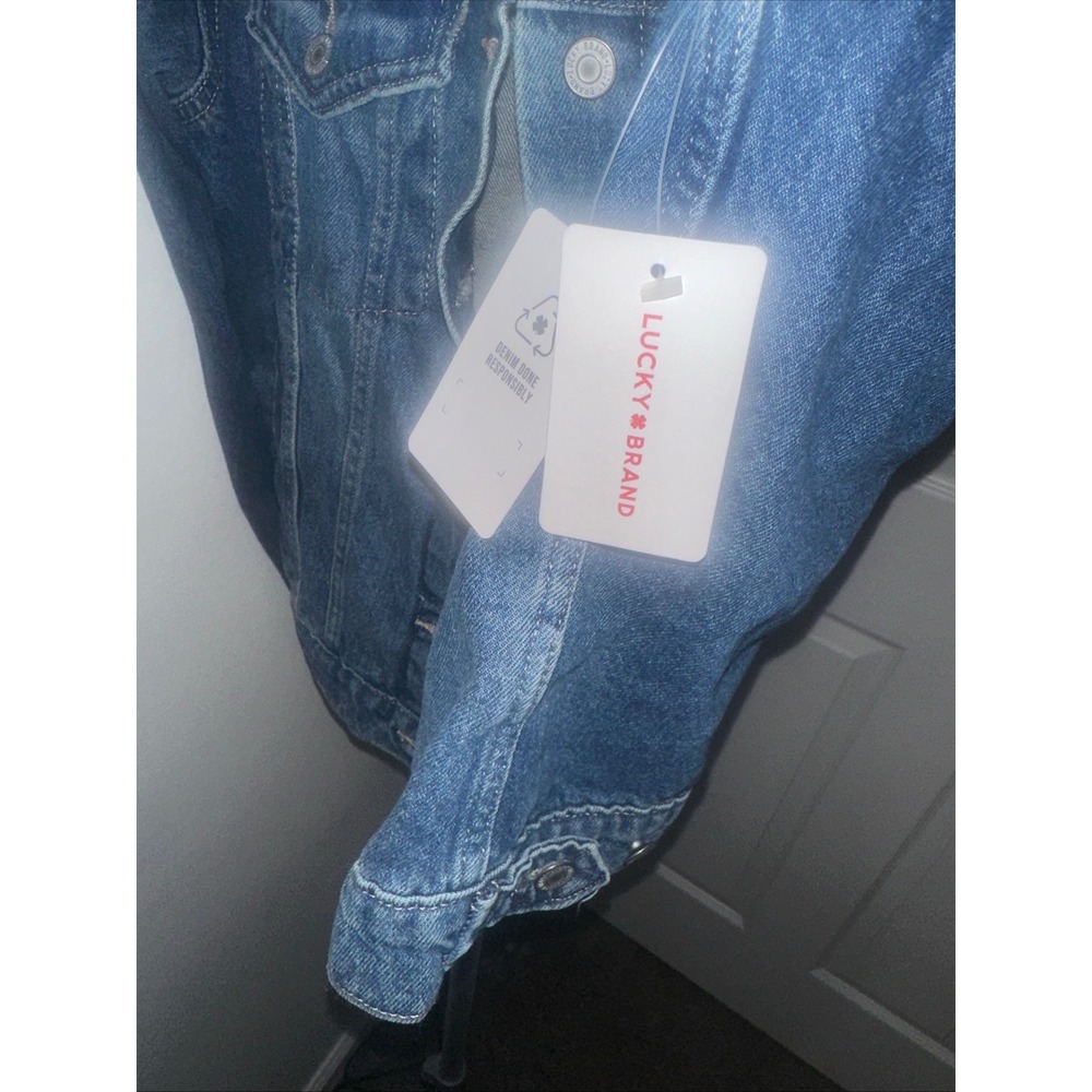 Lucky Brand Denim Jacket Embellished Star Applique Blue Jean Womens size large - Picture 8 of 12